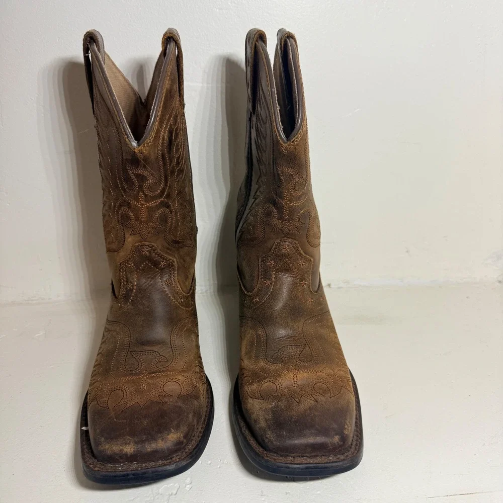 Ariat Cowboy Boots Western Brown Leather Kids Size 2